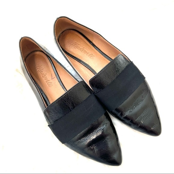 EUC Madewell The Leandra Loafer patent black leather pointed toe flats - Picture 5 of 8
